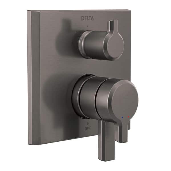 Delta Pivotal 2-Handle Wall-Mount 3-Setting Integrated Diverter Trim Kit in Black Stainless (Valve not Included)