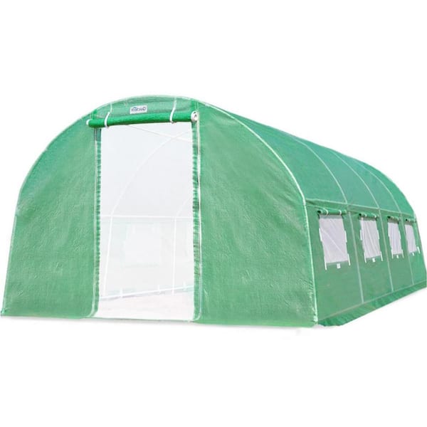 AFAIF - 240 in. W x 120 in. x 79 in. H High Tunnel Gardening Large Walk-in Greenhouse Reinforced PE Cover and 8 Screen Windows