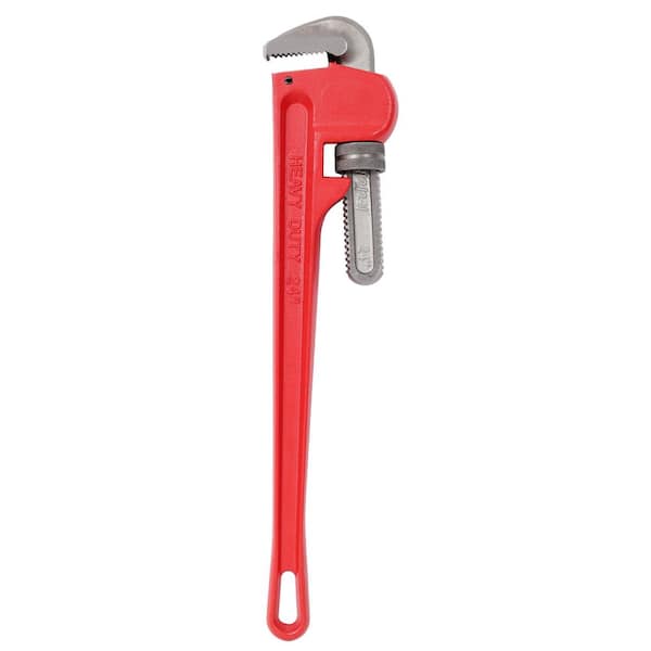 1-Piece 24 in. Reliable and Durable Cast Steel Adjustable Straight Pipe Wrench for Long-Lasting Pipe Maintenance in Red