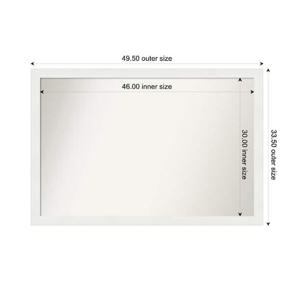 Amanti Art Vanity White Narrow 49.5 in. x 33.5 in. Custom Non-Beveled Recycled Polystyrene Framed Bathroom Vanity Wall Mirror