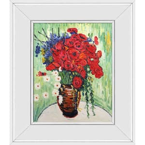 Vase with Daisies and Poppies by Vincent Van Gogh Galerie White Framed Nature Oil Painting Art Print 12 in. x 14 in.