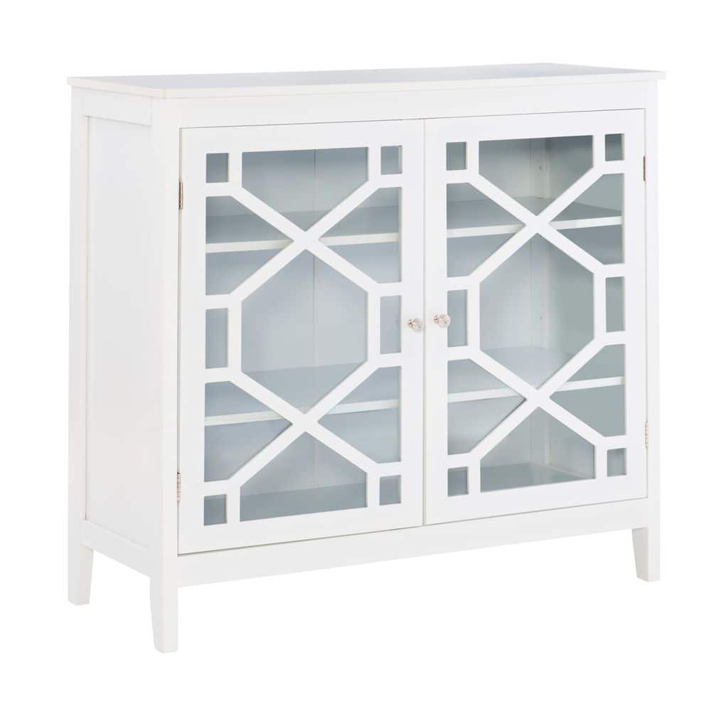 Maxwell 38.13 in. White Rectangle Wood Storage Accent Cabinet with Doors and Shelves price history on PriceWatchPro