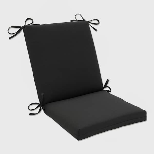 Pillow Perfect Solid Outdoor/Indoor 18 in W x 3 in H Deep Seat, 1-Piece Chair Cushion and Square Corners in Black Fresco