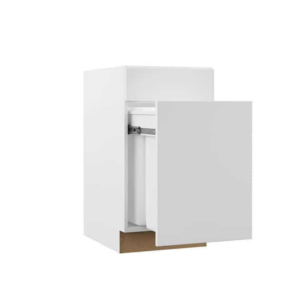 Hampton Bay Designer Series Edgeley Assembled 18x34.5x23.75 in. Dual Pull Out Trash Can Base Kitchen Cabinet in White