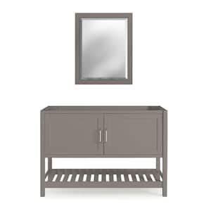 Alaterre Furniture Bennet 2-Pieces Wooden Bathroom Vanity 48 in. L Bathroom Vanity Storage and a 30 in. L Mirror, Gray