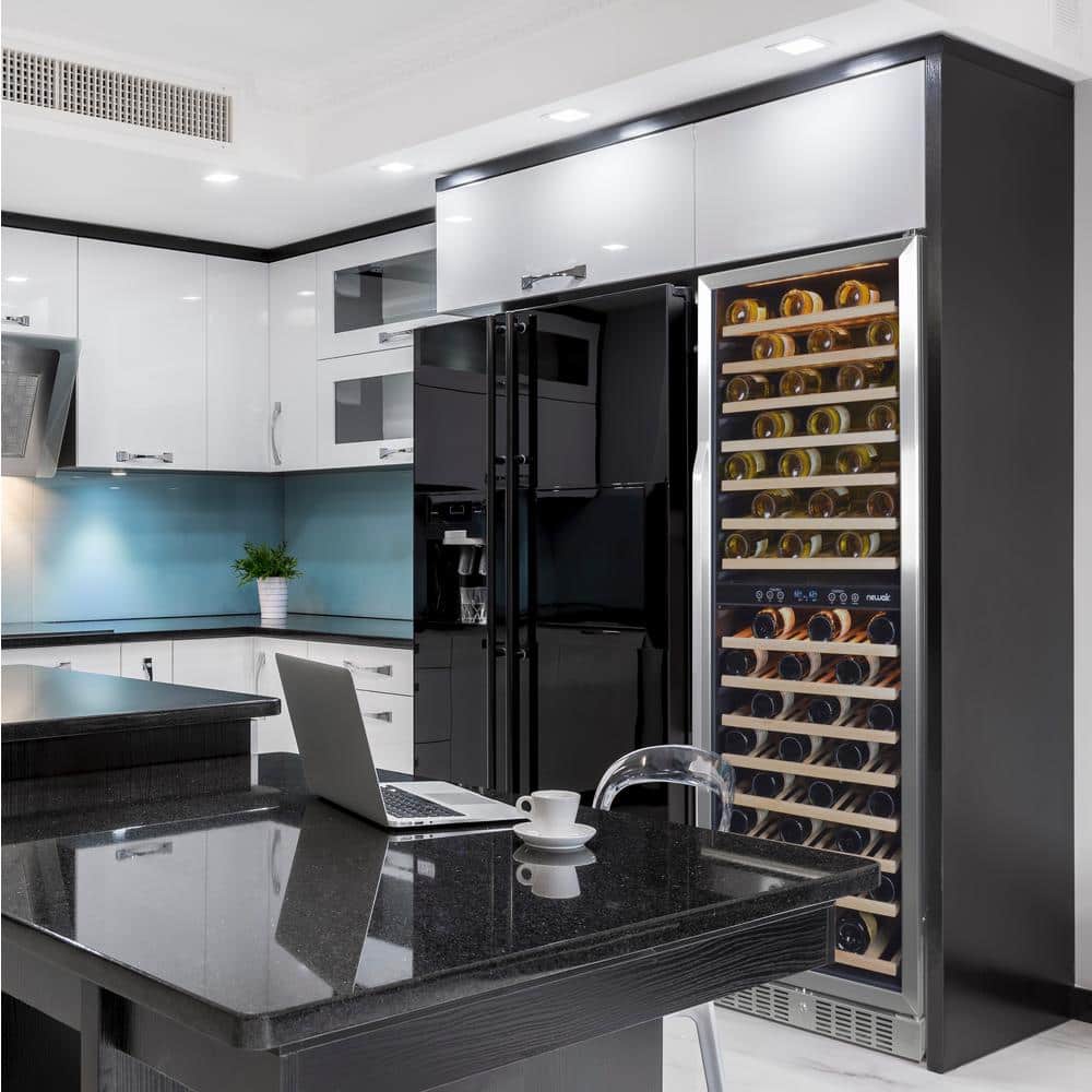 Stainless Steel Dual Zone 160 Bottle Wine Cooler with LED Lighting