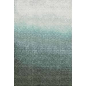 Mayfield Premium Machine Washable Abstract AMF2012 Seafoam 5 ft. x 7 ft. 6 in. Area Rug