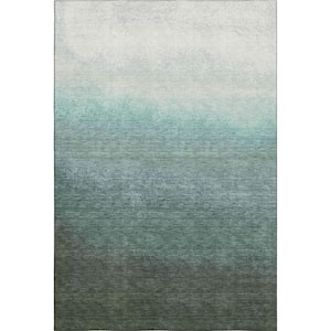 Mayfield Premium Machine Washable Abstract AMF2012 Seafoam 8 ft. x 10 ft. Area Rug