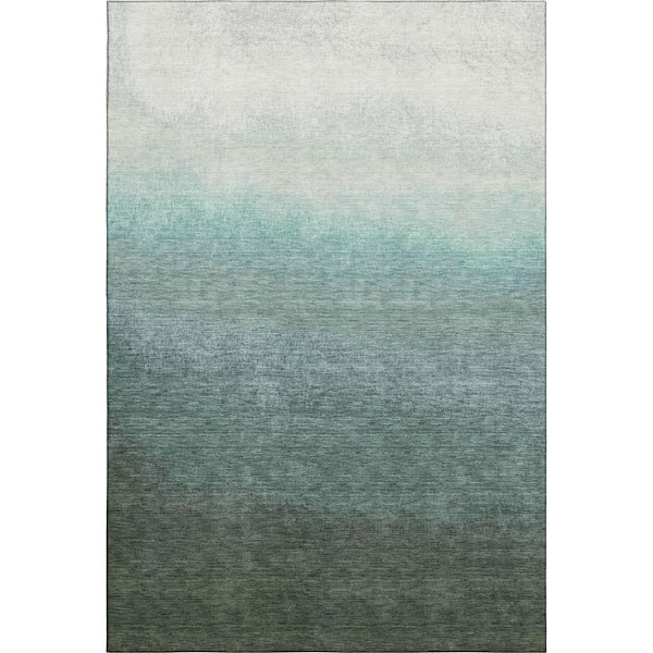 Mayfield Premium Machine Washable Abstract AMF2012 Seafoam 8 ft. x 10 ft. Area Rug