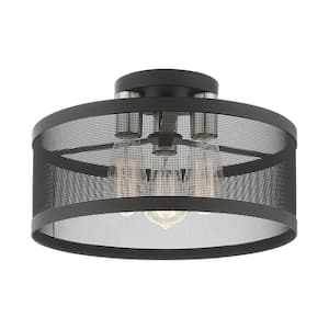 Industro 3 Light Black with Brushed Nickel Accents Semi Flush Mount