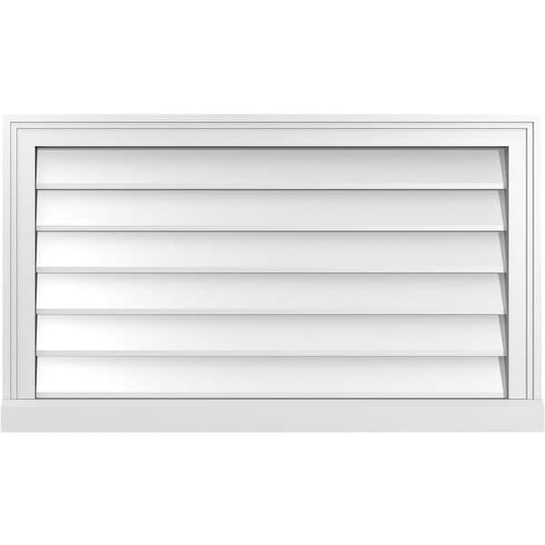 Ekena Millwork 34" x 20" Rectangular White PVC Paintable Gable Louver Vent Non-Functional