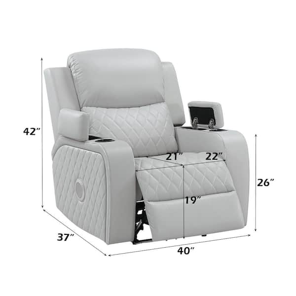 Acme Furniture Dune Light Gray Faux Leather Recliner with LED