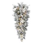 32 in. Feel Real Frosted Colonial Tear Drop with 50 Warm White Battery Operated LED Lights with Timer