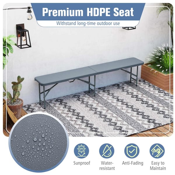 Costway 6 ft. Plastic Outdoor Folding Bench with 1320 lbs