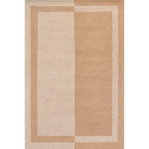 Arvin Olano Gino 2-Tone Bordered Wool Area Rug Beige 10 ft. x 14 ft. Area Rug