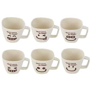 Don't Worry Be Happy Ceramic Tea Cup Face (Set of 6)