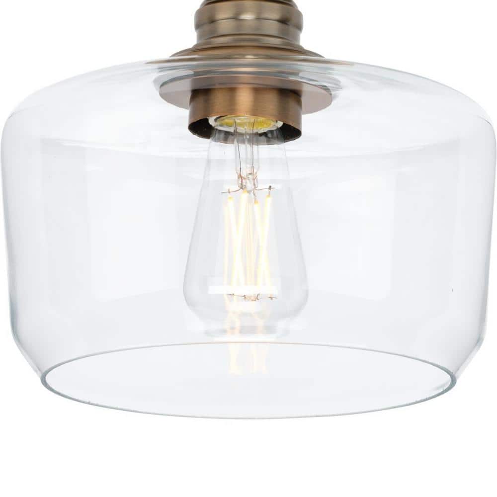 Vintage Brass Glass Indoor/Outdoor Flush Mount Light
