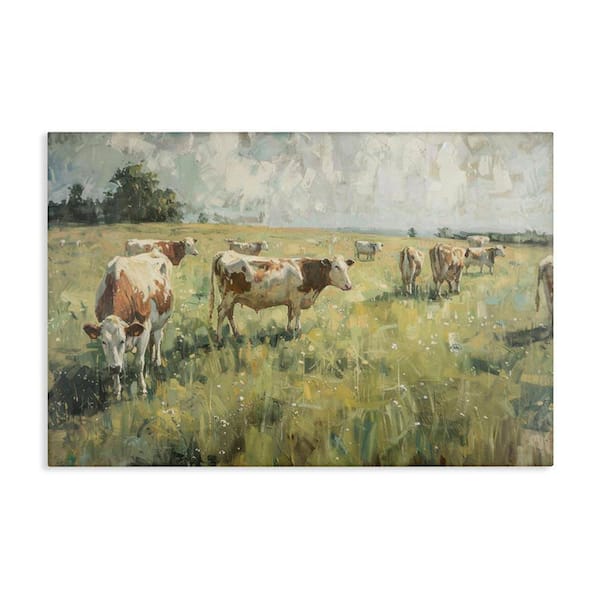 Stupell Industries Roaming Cows in Grasslands by LSR Design Studio Unframed Nature Graphic Art Print 24 in. x 36 in.