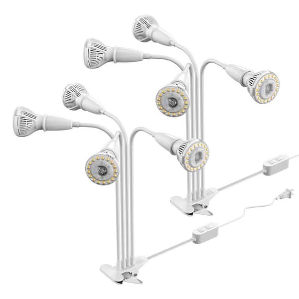 600-Watt Equivalent White Full Spectrum Clip-on Gooseneck LED Grow Light for Indoor Plants 4000K Daylight (2-Pack)