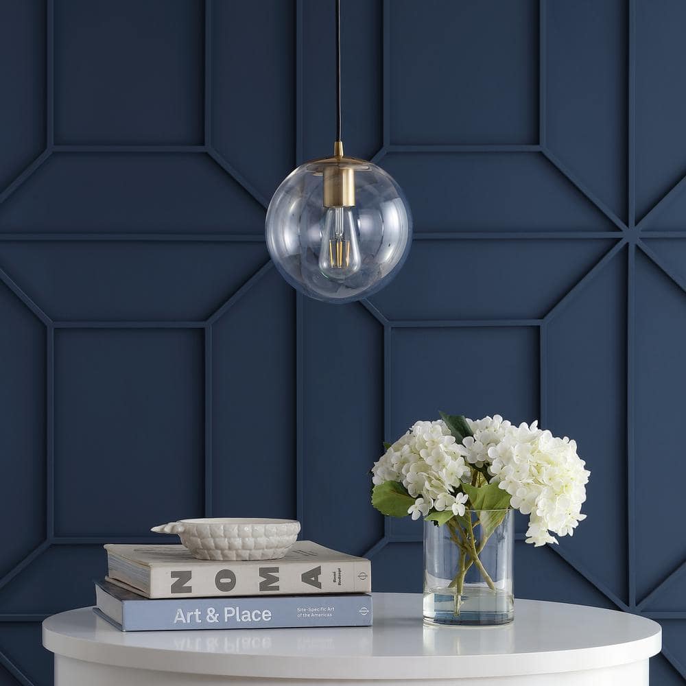 Clear Glass and Brass Globe LED Pendant Light