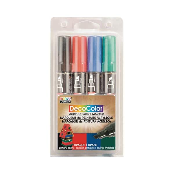 Marvy Uchida DecoColor Primary Color Set Acrylic Paint Marker (4-Piece)