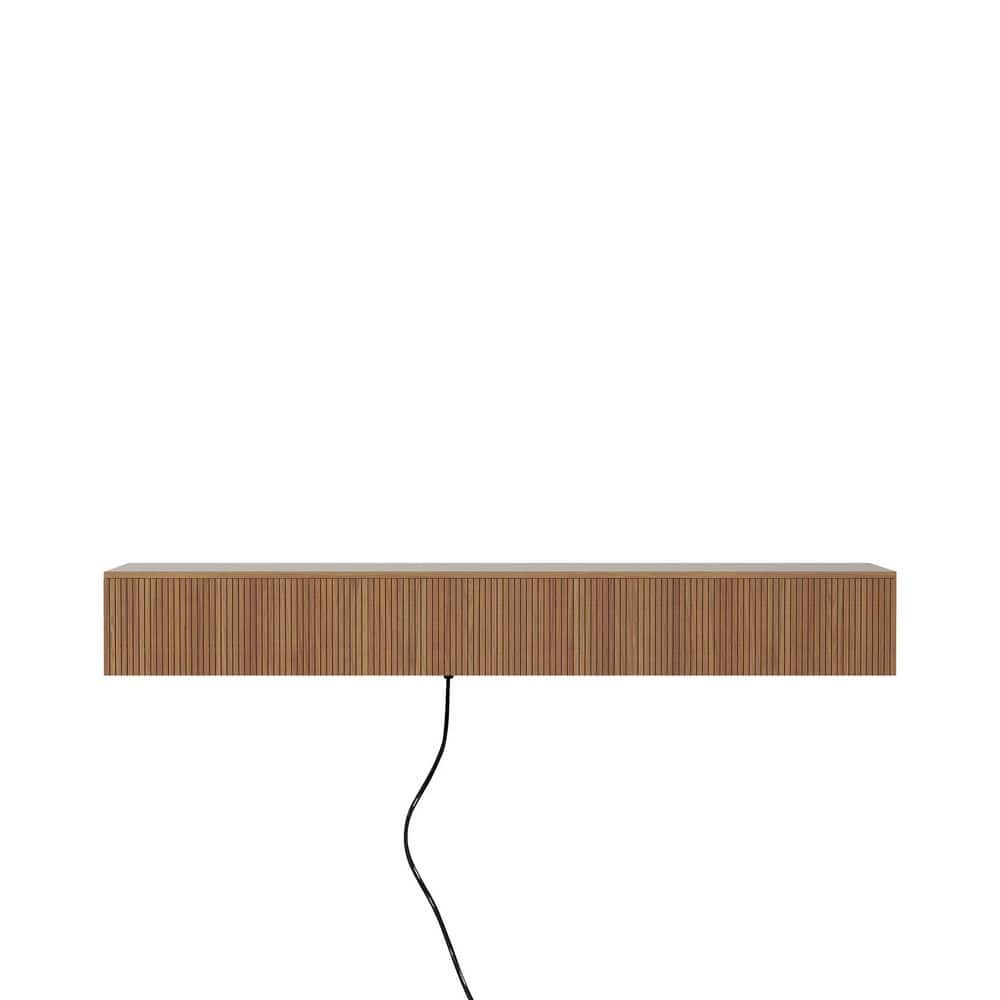 69 in. W x 11.8 in. D Brown MDF Wood Floating TV Stand Shelves Decorative Wall Shelf with Lights and Power Outlet price history on PriceWatchPro