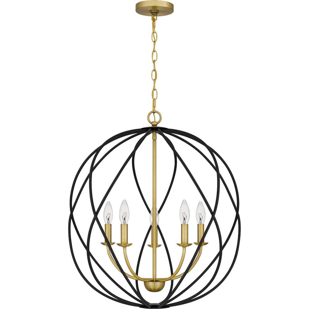 Bryn Aged Brass Globe Pendant with Open Framework Design