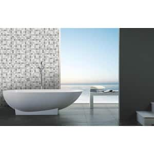 New Era Shell Gray 12 in. x 12 in. Square Glass & Stone Mosaic Wall Pool & Floor Tile (11.99 Sq. Ft./Case)