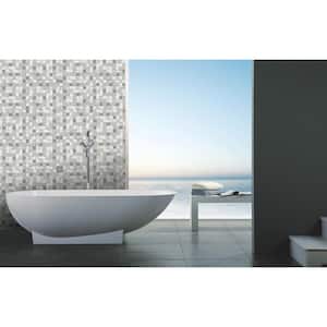 New Era Shell Gray Square Mosaic 1 in. x 1 in. Glass & Stone Wall Pool & Floor Tile (11.99 Sq. Ft./Case)