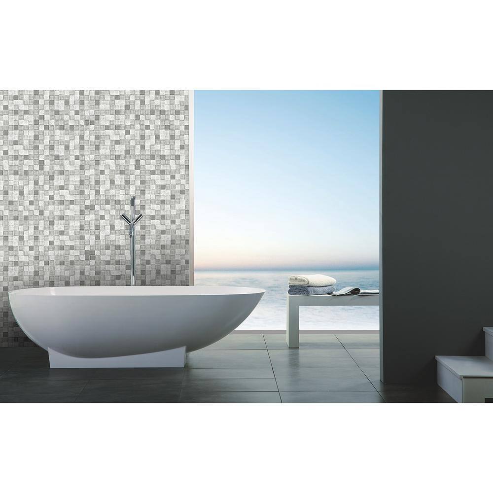Shell Gray Multi-finish Glass and Stone Mosaic Tile