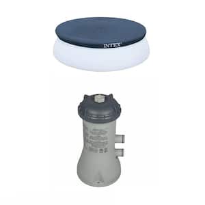 10 ft. x 10 ft. Round Gray Above Ground Pool Safety Cover & 1000 GPH Pool Cartridge Filter Pump