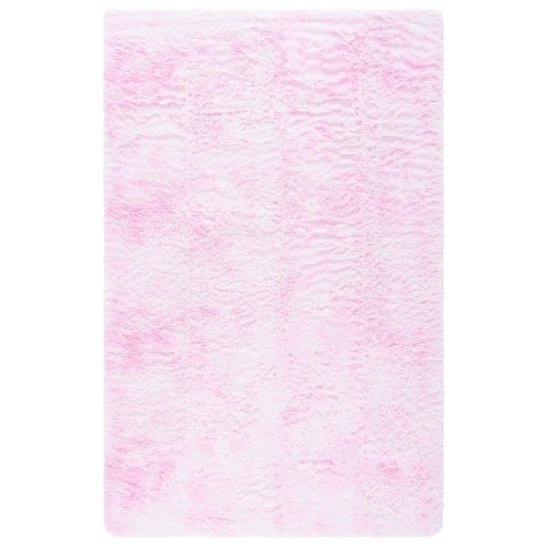 Rainbow Shag 6 ft. x 9 ft. Pink Abstract Solid Area Rug