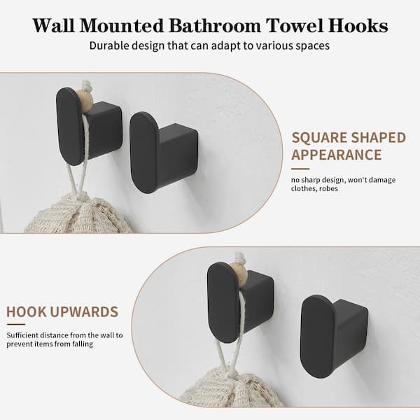 5-Piece Bath Hardware Set with Towel Bar Towel Hook Toilet Paper Holder in Matte Black