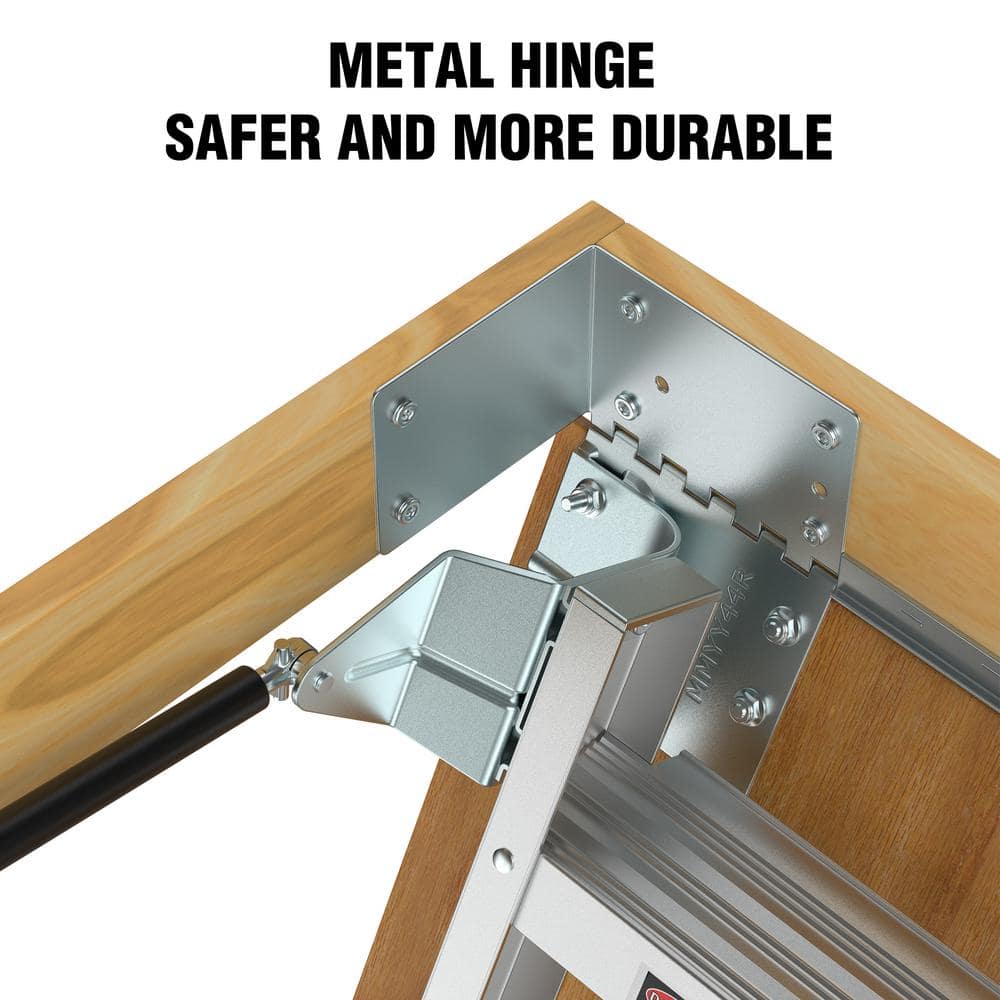 Heavy-Duty Aluminum Attic Ladder with Unfinished Wood Frame