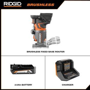 18V OCTANE Brushless Cordless Compact Fixed Base Router Kit w/ Bit, Bases, 18V Lithium-Ion 2.0 Ah Battery, and Charger