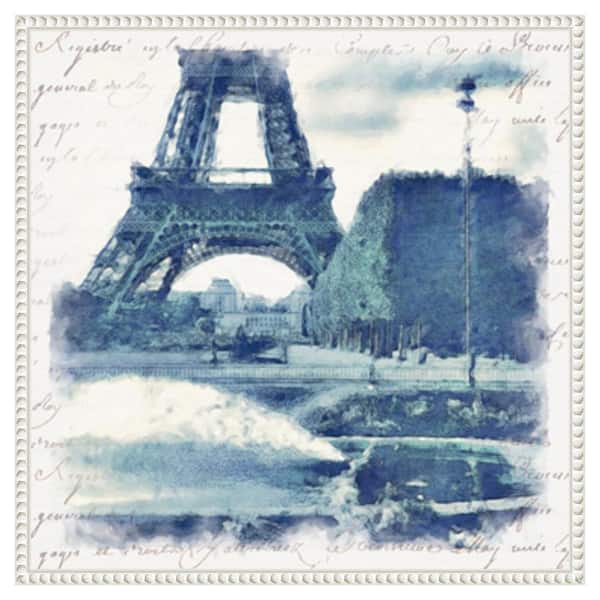 Amanti Art Paris in Blue I by Noah Bay 22-in. W x 22-in. H. Canvas Wall Art Print Framed in White