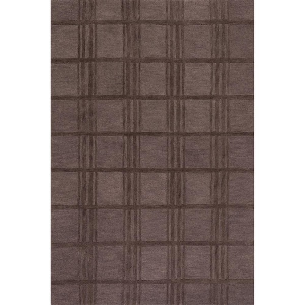 RUGS USA Mallory Plaid Wool Dark Brown 6 ft. x 9 ft. Indoor/Outdoor Patio Rug