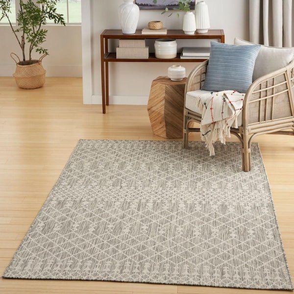 Positano Light Grey 5 ft. x 7 ft. Moroccan Contemporary Area Rug