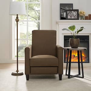 Linen Home Theater Seating Push Back Recliner Chairs, Reclining Chair with Adjustable Footrest in Chocolate
