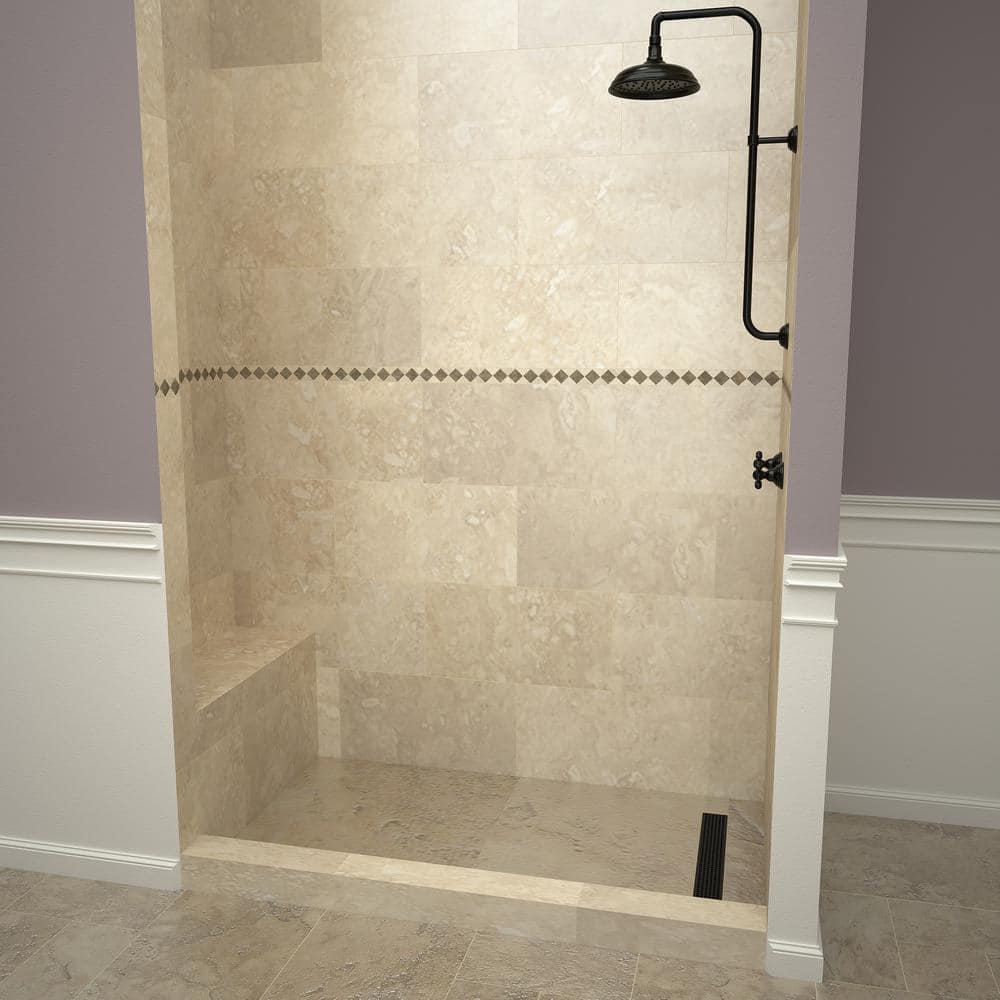 72" x 36" Grey Matte Rectangular Shower Base with Bench