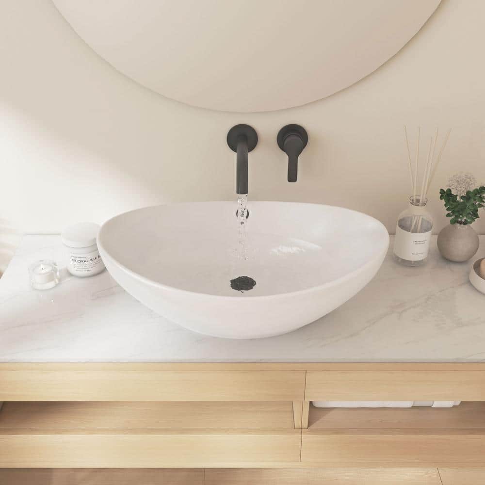 Eclisse 23" x 15" White Ceramic Oval Vessel Sink