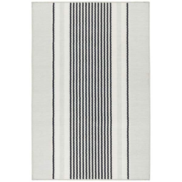Gunner Stripe Machine Washable Grey 2 ft. x 3 ft. Indoor Area Rug