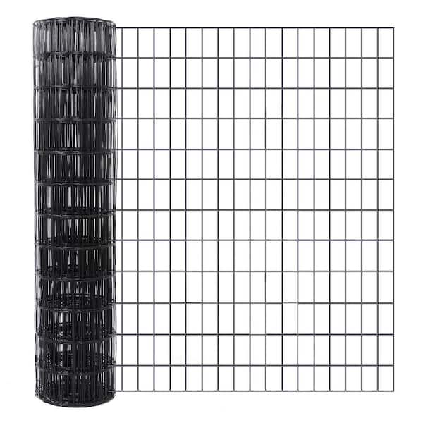 36 in. x 50 ft. 16-Gauge Black PVC Coated Mesh for Garden Border Fencing Roll, Dog Fencing