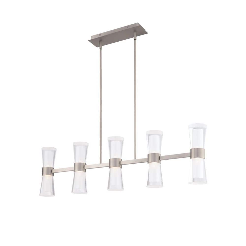 Hourglass 36 in. 5-Light Brushed Nickel Integrated LED Pendant Light Selectable 4CCT 2700K-3000K-3500K-4000K price history on PriceWatchPro