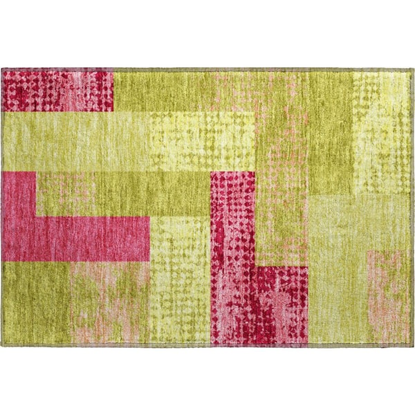 Addison Rugs Mayfield Premium Machine Washable Abstract AMF941 Lime 2 ft. x 3 ft. Area Rug