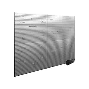 143.5 in. H x 160 in. W PVC Slat Wall Panel Set in Silver with 40-Piece Accessory Kit (180 sq. ft.)