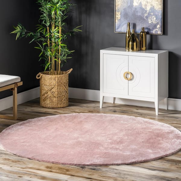 Loni Solid Machine Washable Shag Pink 4 ft. x 4 ft. Area Rug