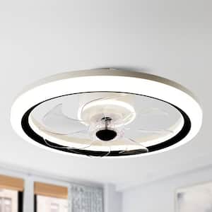 20in.LED Smart App Remote Control Ceiling Fans with Lights, Low Profile DC Motor Flush Mount Ceiling Fan For Bedroom