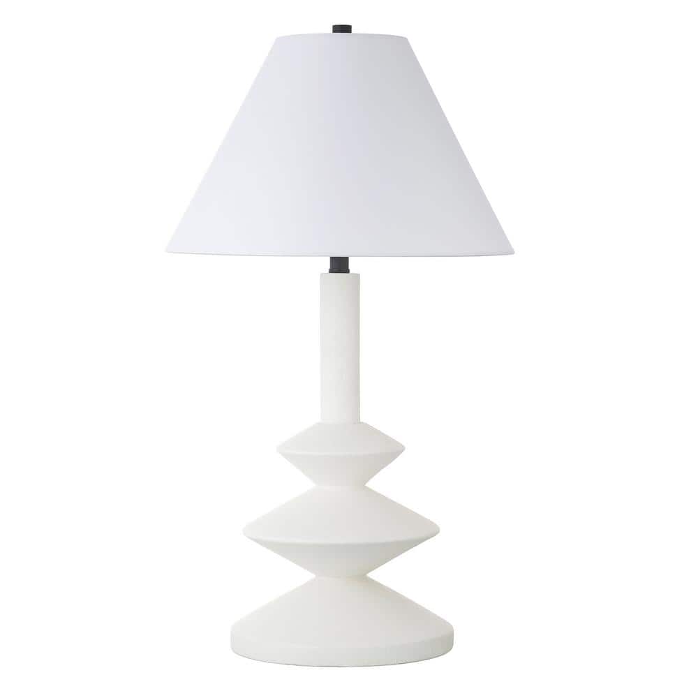 Abilene 28.13 in. Matte White Triple Gourd Table Lamp with Fabric Shade price history on PriceWatchPro