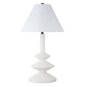 Abilene 28.13 in. Matte White Triple Gourd Table Lamp with Fabric Shade